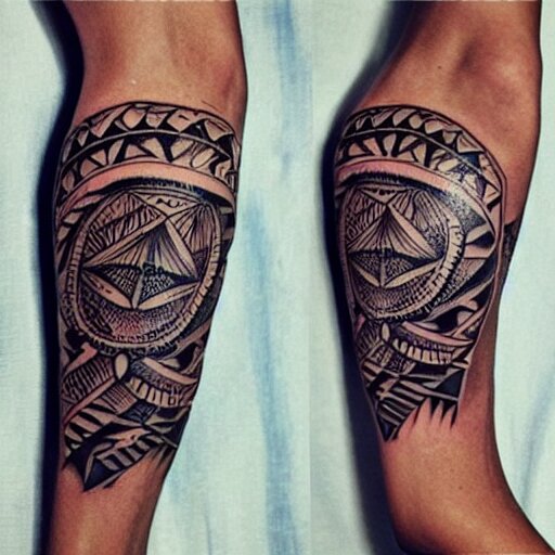 tribal tattoo along forearm