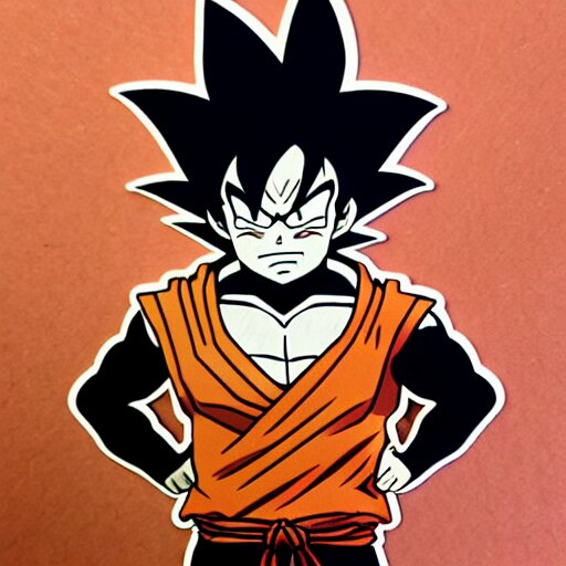 die cut sticker, goku one piece style, splatter paint 