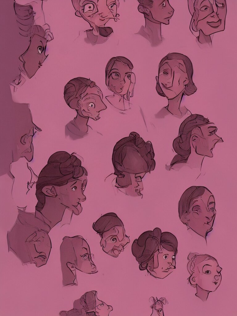 pink faces filling the page by disney concept artists, blunt borders, golden ratio, beautiful light 