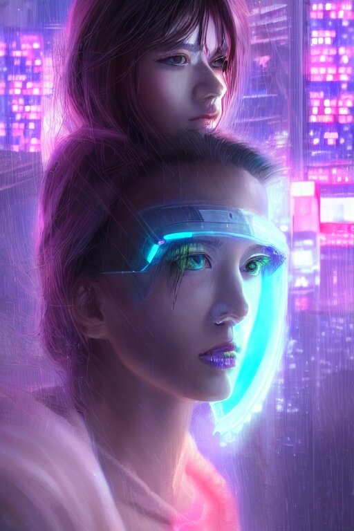 portrait futuristic superb cyberpunk young female Summoner, in futuristic stormy heavy snowy thunder flashing tokyo rooftop cyberpunk night, ssci-fi, fantasy, intricate, very very beautiful, elegant, neon light, highly detailed, digital painting, artstation, concept art, soft light, hdri, smooth, sharp focus, illustration, art by tian zi and craig mullins and WLOP and alphonse mucha