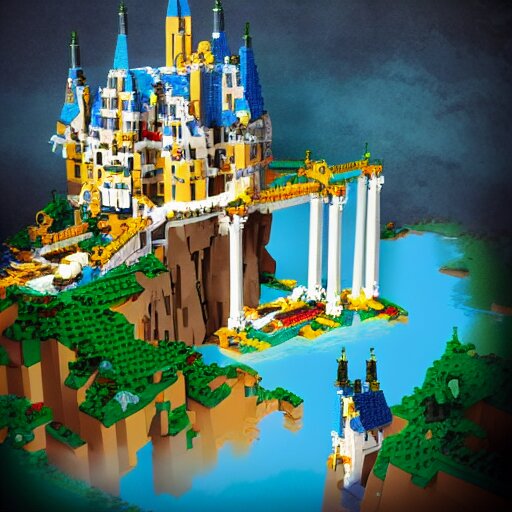 LEGO castle, celestia, eden, river, fantasy artwork, award winning, very very very very very very very beautiful scenery, artstation