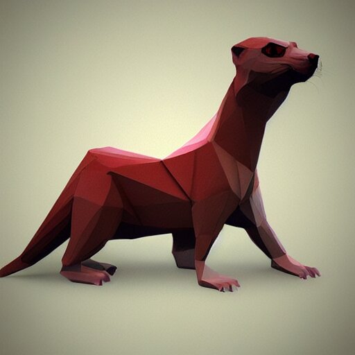 weasel, low poly, artstation, neon 