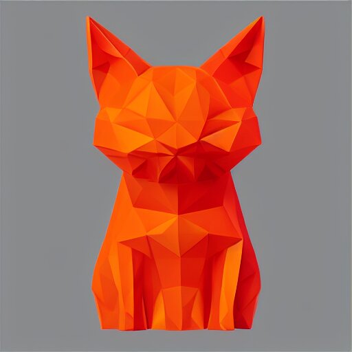 orange to red gradient low poly art of cat 