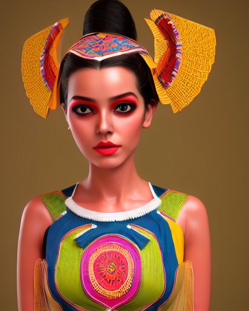 a beautiful cute girl wearing modern stylish costume in the style of Assamese bihu mekhela sador gamosa design, commercial fashion design art by Victor Nizovtsev, face by artgerm and daz3d genesis iray, cinematic lightning, medium shot, mid-shot, slim female figure ramp walk model pose, highly detailed, trending on Artstation, Unreal Engine 4k, cinema 4d ray traced 8k fabric texture details, octane render