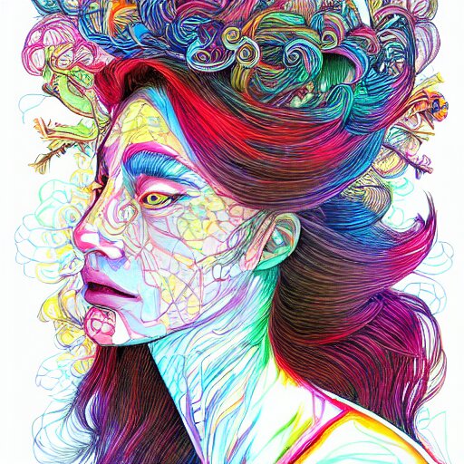 the head of a beautiful rainbow woman, an ultrafine detailed illustration by james jean, final fantasy, intricate linework, bright colors, behance contest winner, vanitas, angular, altermodern, unreal engine 5 highly rendered, global illumination, radiant light, detailed and intricate environment 