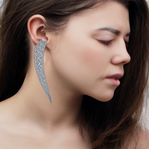 amulet of wave inlaid in silver on a young beautiful woman neck, hyper realistic, 