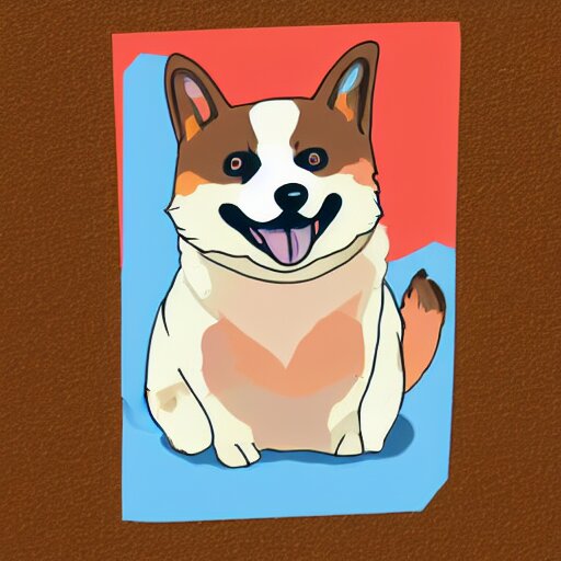 a kawaii chubby goofy cute corgi sitting upright sticker illustration