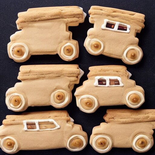 realistic car made of cookies 