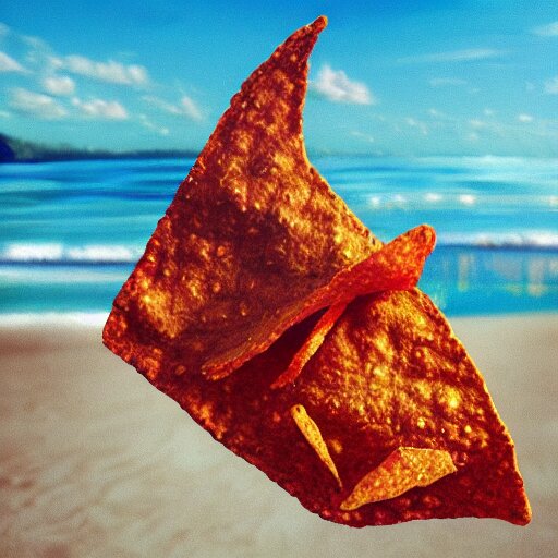 doritos chips with face and hands running at beach, high quality render, trending on art station 