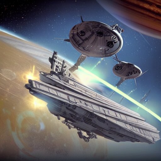 futuristic, steampunk titanic flying through the solar system in the style of star wars 