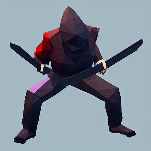 low poly ninja in the style of playstation 1 games