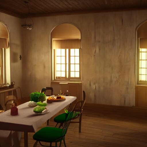 what's for dinner? unreal 5, daz, hyperrealistic, octane render cinematic volume inner glowing aura global illumination ray tracing hdr 