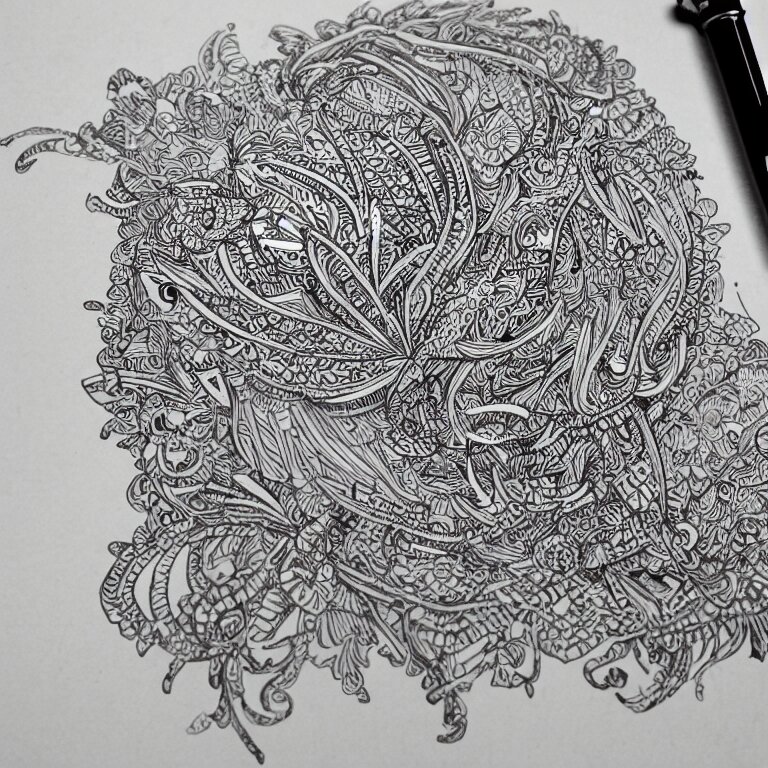 notebook doodle extremely intricate hyper detailed linework pen  