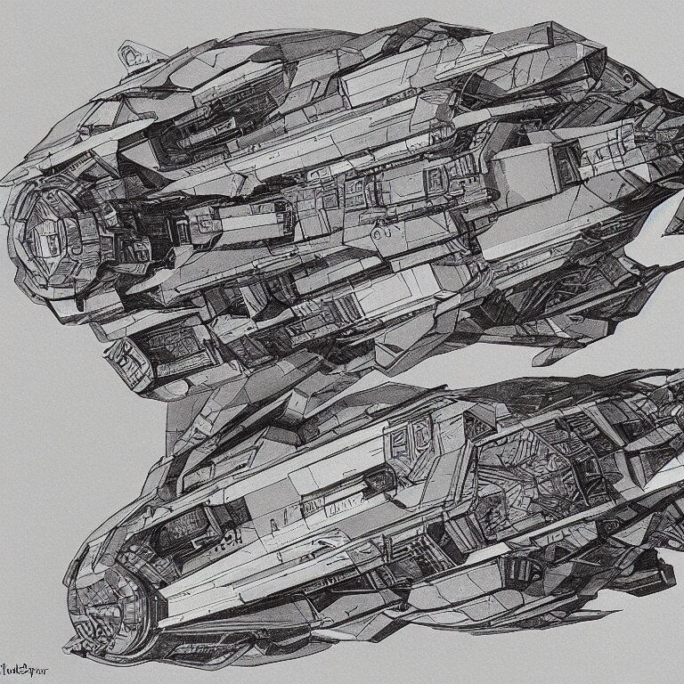 a spaceship built by MC Escher, sci-fi concept art, highly detailed