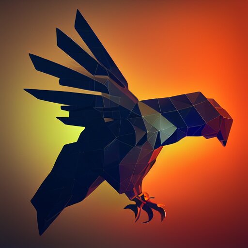 2 dimensional, vector, low poly, clear crystal eagle icon, black background, cgsociety, artstation, octane render