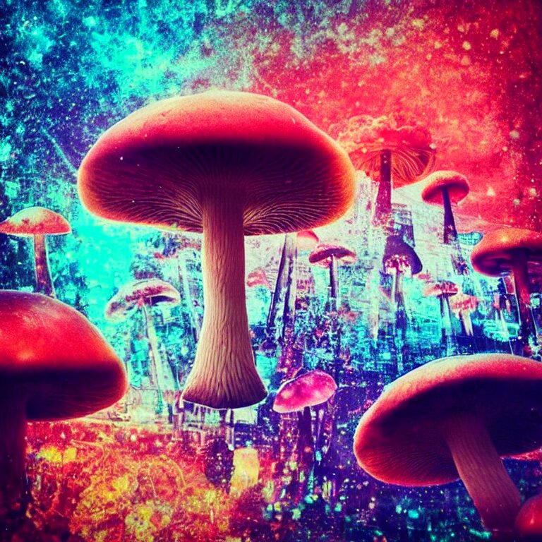 double exposure of dally life, symbols of live, explosion, cyber mushroom city, love is the most relevant theme, love is infinity, love is begin of all, 8 k resolution, artistic mode, artistic, trending on instagram, long exposure, love art, serious, fantasy and dreams vibes, mushrooms style and macro style, colorful picture 