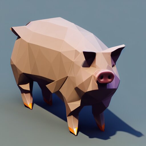 low poly pig render unreal engine 5, ray tracing, in an isometric view using a playstation 1 ps 1 aesthetics, asset, blank background 