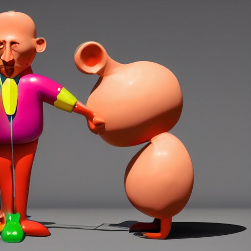 mid - century weirdo cartoon sculpture toy on display photoshoot, 4 k, hyper realistic, natural, highly detailed, digital illustration, trending in artstation, smooth, sharp focus art by jeff koons 