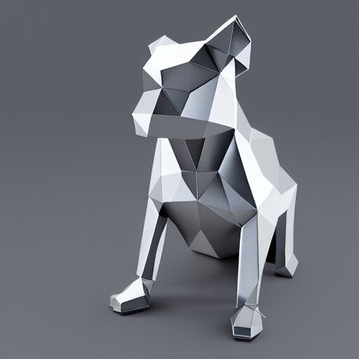 stainless steel dog, low-poly, 4k, studio lighting, cycles render