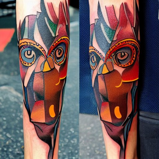 a photo off a full body tattoo in the style of neo tribal 