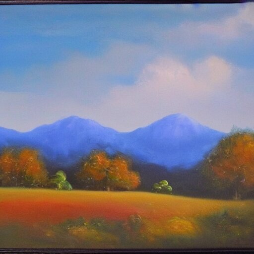 landscape, oil on canvas, by bob ross 