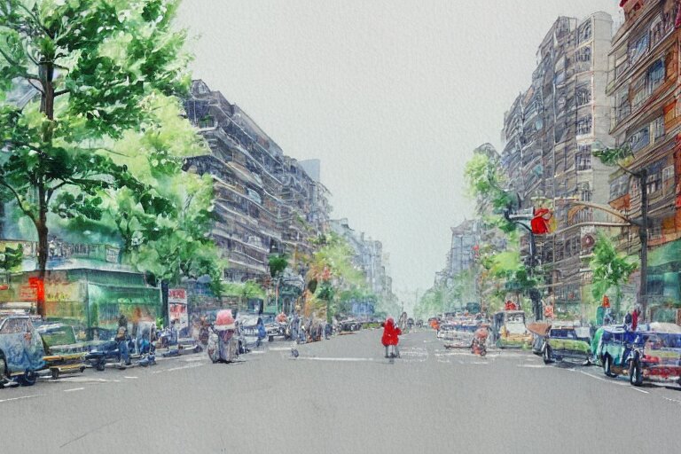 nanshan road summer watercolor trending on artstation 