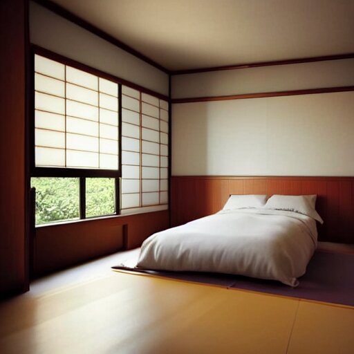 still photo of a japanese guest room, highly detailed, photorealistic portrait, bright studio setting, studio lighting, crisp quality and light reflections, unreal engine 5 quality render 