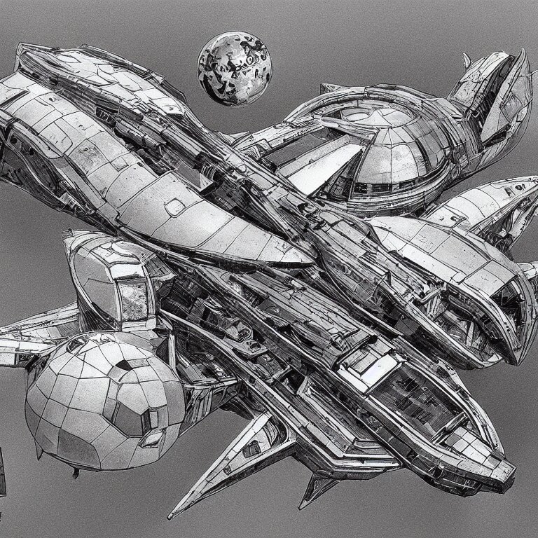 a spaceship built by MC Escher, sci-fi concept art, highly detailed