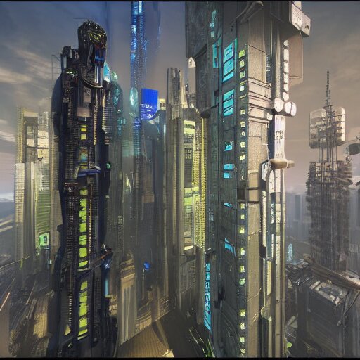 Lexica - Half cyberpunk half steampunk skyscraper