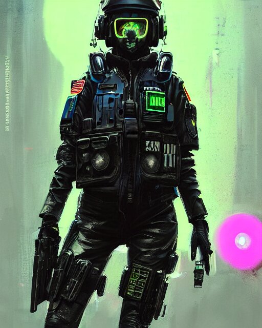 detailed neon female swat officer flying a jet, cyberpunk futuristic, neon, reflective puffy coat, decorated with traditional japanese by ismail inceoglu dragan bibin hans thoma greg rutkowski alexandros pyromallis nekro rene margitte, wide angle, illustrated, perfect face, fine details, realistic shaded, fine - face, pretty face 