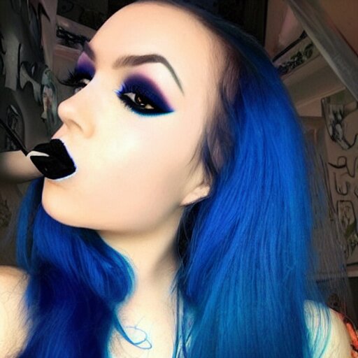 Lexica - Beautiful girl black lipstick blue hair