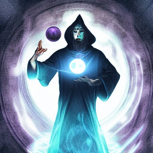 Lexica - A warlock is casting a magic spell, while magic orb is ...