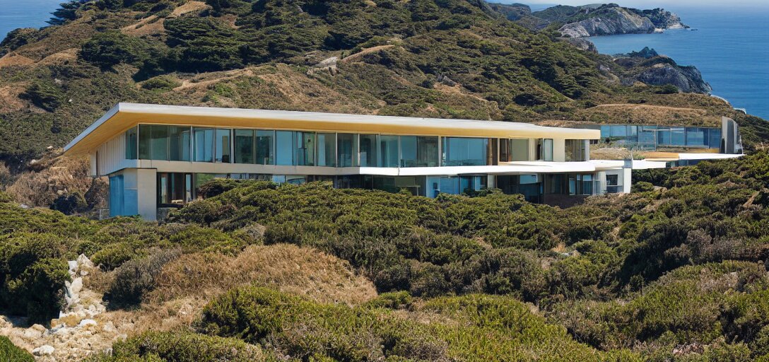 house designed by renzo piano overlooking big sur. landscape design by louis benech. 