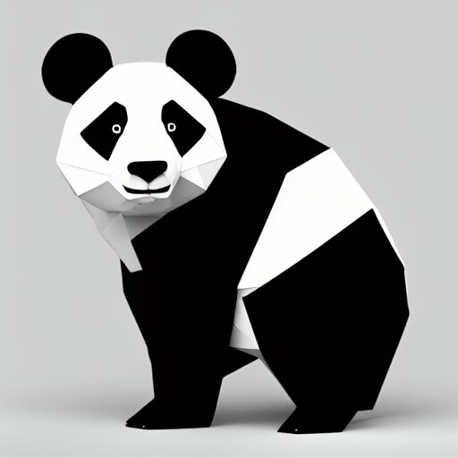  panda, low poly, isometric, 3D render, white background