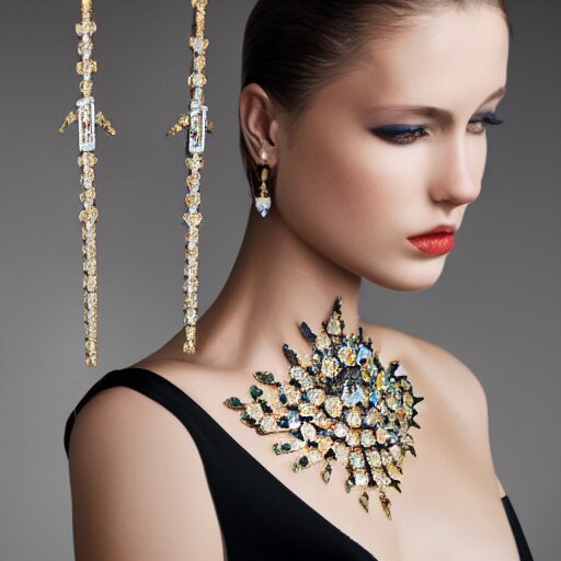 fashion photo, haute couture female model wearing bejeweled scissor earrings:5, bejeweled scissor chest plate:5, bejeweled scissor bracelets:5, hyper realistic, detailed, dramaticly beautiful, 8k, Octane