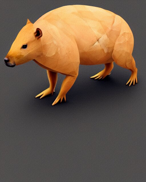 low polygon render of a capybara on a white background, isometric 3d, ultra hd