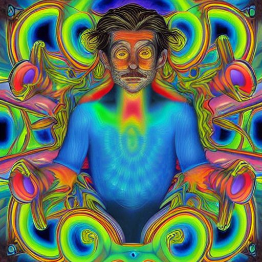 painting of mario relaxing by alex grey, psychedelic, vibrant, digital art, acrylic, 