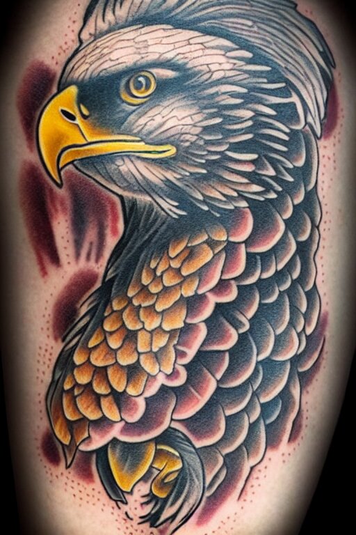 traditional American tattoo of an eagle with a fish in its talons by Samuele Briganti