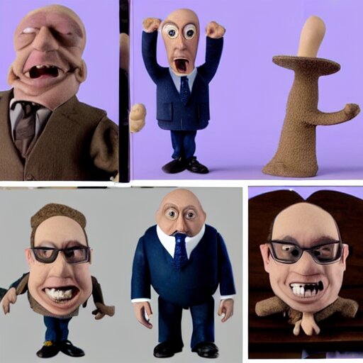 harris ford really annoyed, claymation, creepy, weird faces 