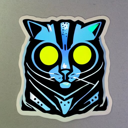 hydro sticker of a cyberpunk cat 