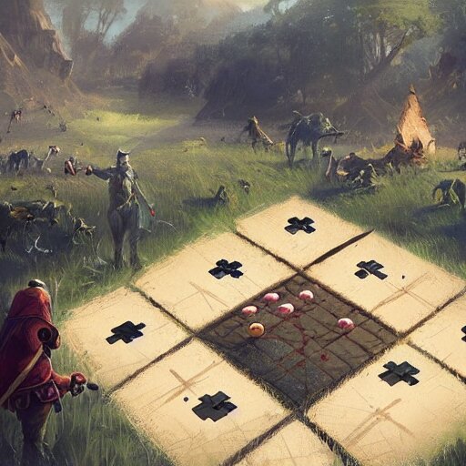 a beautiful concept art of a boardgame field for the game tic - tac - toe, by greg rutkowski, featured on artstation 