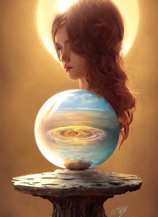 crystal ball on a wood stand with a beautiful dreamscape inside, studio product photography, centered, super highly detailed, professional digital painting, artstation, concept art, smooth, sharp focus, extreme illustration, unreal engine 5, photorealism, beautiful, cinematic, art by artgerm and rutkowski and alphonse mucha and loish and wlop 