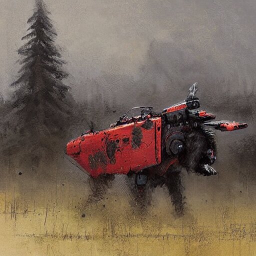 dog type mech art by jakub rozalski 