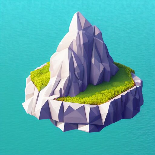 a floating island on an ocean isometric art, low poly art, game art, artstation, 3D render, cgsociety, unreal engine 5