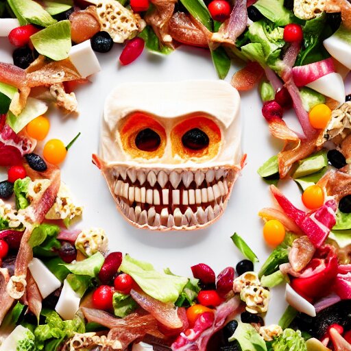 food photography of a human teeth salad with lots of human teeth and a pinch of human teeth with a side of human teeth 