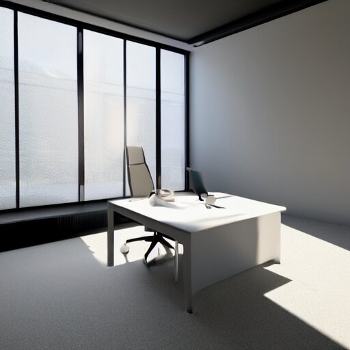 a white empty pink office with sun rays looming down, with a pool inside, dynamic lighting, photorealistic concept art, trending on art station, stunning visuals, creative, cinematic, ultra detailed, ray tracing 