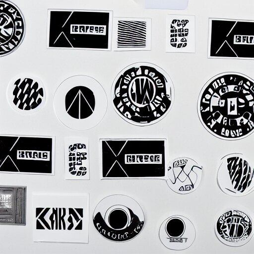 black on white graphic design stickers in style of david rudnick, eric hu, acid, y 2 k 