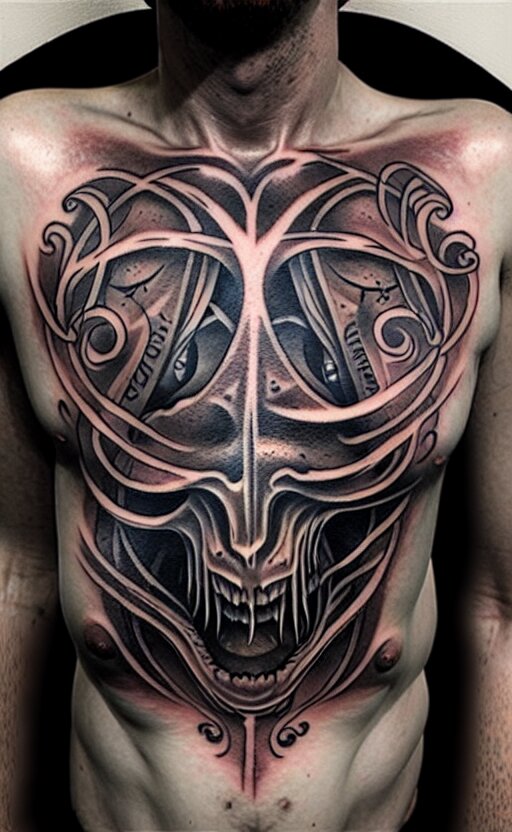 chest tattoo designs biomech