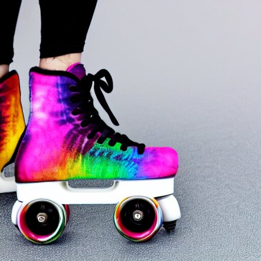 tie - die roller skates on a white background 