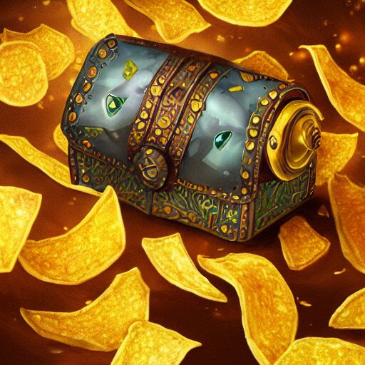 fantasy shiny bag of tortila chips, high detail, fantasy art, concept art, 4 k, ultra detail, computer art 